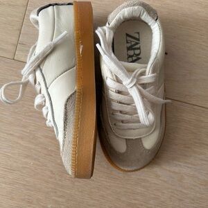 Zara White and Tan Kids Sneakers